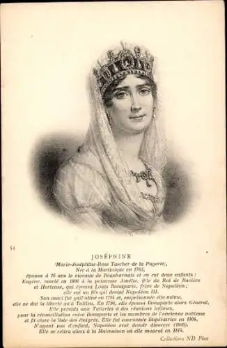 Litho Marie Josephine Rose Tascher de la Pagerie, Joséphine de Beauharnais, Ehefrau Napoleons