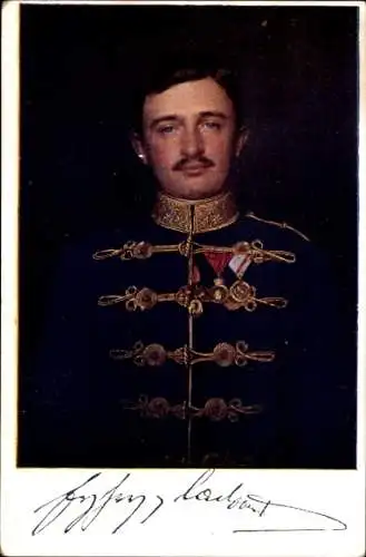 Ak Erzherzog Karl Franz Josef, später Kaiser Karl I., Portrait, Husarenuniform