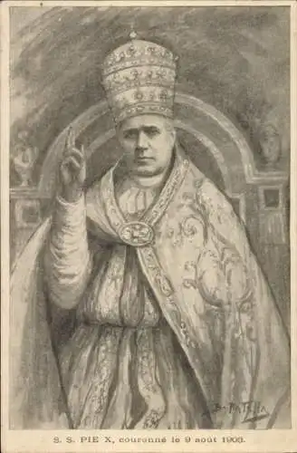 Künstler Ak Patella, Papst Pius X., Giuseppe Melchiorre Sarto