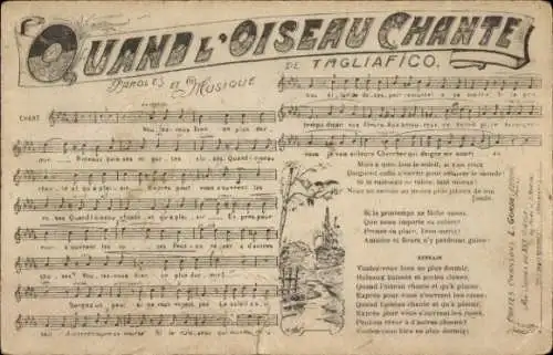 Lied Ak Q'uand l'oiseau chante, Tagliafico