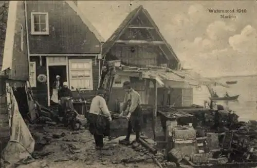 Ak Marken Nordholland Niederlande, Hochwasser 1916, Marken