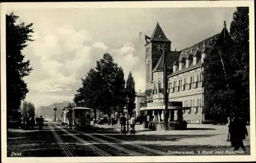 Ak Zeist Utrecht Niederlande, Dinkerelaan, 't Rond net Raadhuis, Straßenbahn