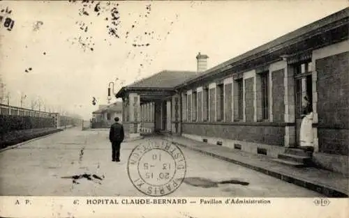 Ak Paris XIX La Villette, Hôpital Claude-Bernard, Pavillon d'Administration