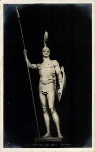 Ak Berlin Charlottenburg, Postkarte mit einer Abbildung der Statue ,Achilles' von Prof. Joh. G...