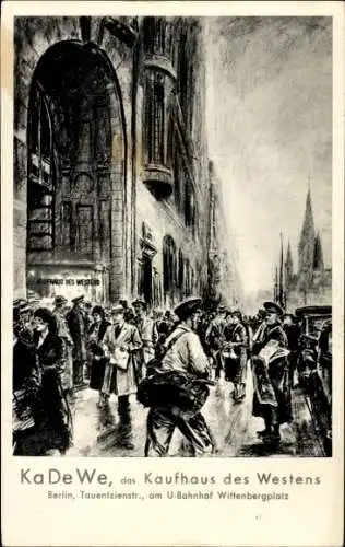 Künstler Ak Berlin Schöneberg, Kaufhaus des Westens, Tauentzienstraße, Wittenbergplatz