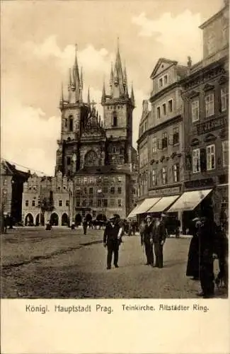 Ak Praha Prag Tschechien, Teinkirche, Altstädter Ring