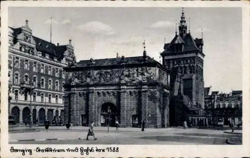 Ak Danzig, Stockturm und Hohes Tor