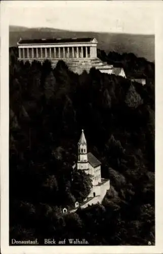 Ak Donaustauf Oberpfalz, Blick auf Walhalla und Wald