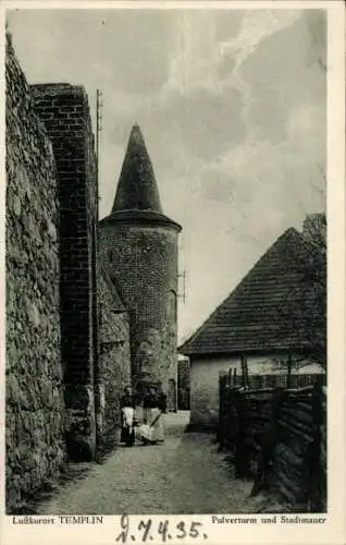 Ak Templin in der Uckermark, Stadtmauer, Pulverturm