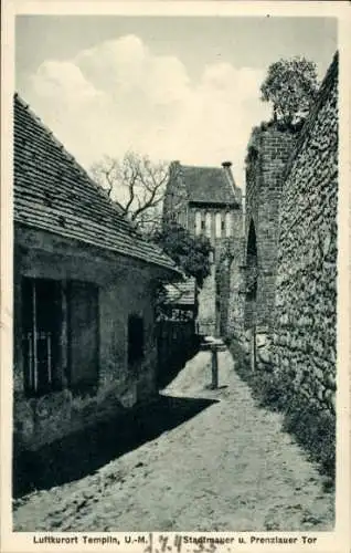 Ak Templin Uckermark, Stadtmauer, Prenzlauer Tor