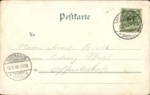 Litho Rüdesheim am Rhein, Dampfer, Ort