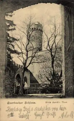 Ak Auerbach Bensheim an der Bergstraße Hessen, Schloss, Blick durchs Tor