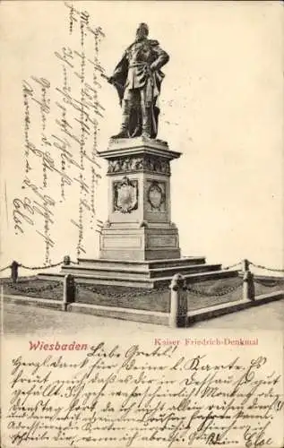 Ak Wiesbaden in Hessen, Kaiser Friedrich Denkmal