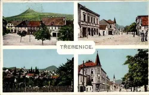 Ak Třebenice Trebnitz Region Aussig, Verschiedene Ansichten von  Häuser, Landschaft, Straßen