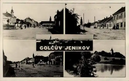 Ak Golčův Jeníkov Goltsch Jenikau Region Hochland, Sechs Bilder, Stadtansicht, Straßenszenen, ...