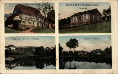 Ak Gückelsberg Flöha in Sachsen, Restaurant Schicketanz, Heymanns Fabrik