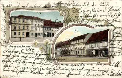 Passepartout Litho Ścinawa Steinau an der Oder Schlesien, Ring