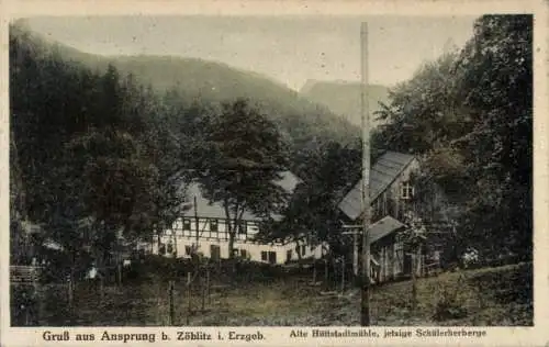 Ak Ansprung Marienberg im Erzgebirge, Alte Hüttstadtmühle, Schülerherberge