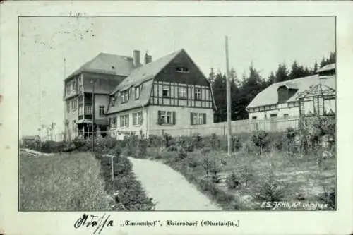 Ak Beiersdorf in der Oberlausitz, Historisches Gebäude, Tannenhof,  Oberlausitz, Grüne Wiese