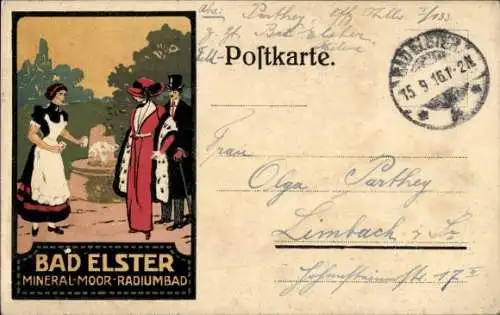 Ak Bad Elster im Vogtland, Postkarte mit  historische Personen, stilisierte Darstellung