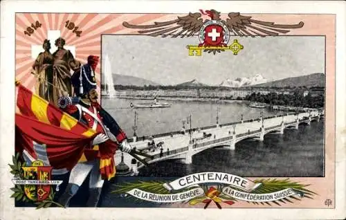 Wappen Ak Genève Genf Stadt, Vue generale, Gesamtansicht