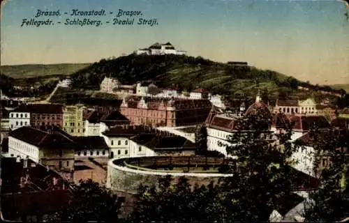 Ak Brașov Brassó Kronstadt Rumänien, Aussicht auf  Schlossberg, Fellegvár