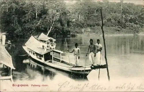 Ak Singapore Singapur, Fischer auf dem Pahang Fluss