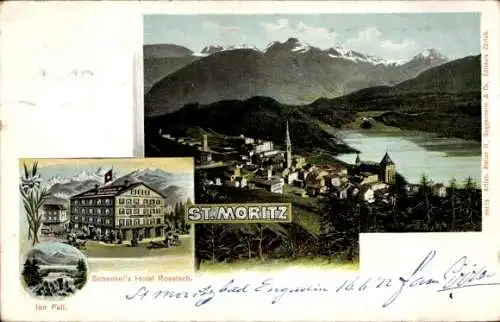 Litho Sankt Moritz Kanton Graubünden, Panorama, Hotel