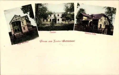 Ak Keula Helbedündorf in Thüringen, Villa Richter, Casino, Hütten-Villa