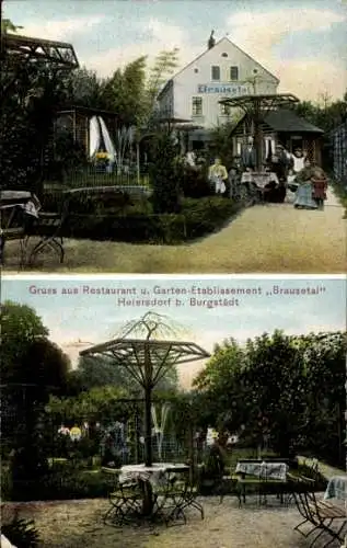 Ak Heiersdorf Burgstädt in Sachsen, Restaurant u. Gartenetablissement Brausetal v. Walter Kressner