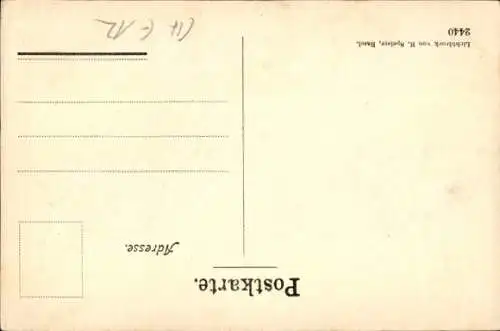 Ak Basel Stadt Schweiz, Straße, Menschen, Kirche, Treppen, historische Architektur