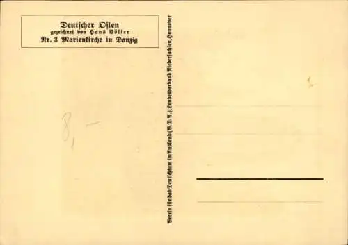 Künstler Ak Völker, H., Gdańsk Danzig, Marienkirche