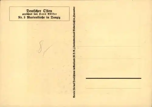 Künstler Ak Völker, H., Gdańsk Danzig, Marienkirche