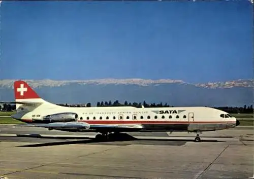 Ak Passagierflugzeug Compagnie SATA Genève, Super Caravelle 10 R