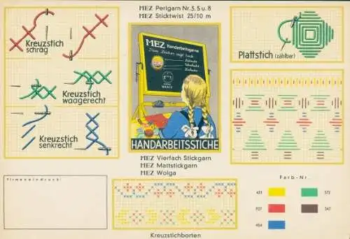 Stundenplan MEZ Nähfaden und Handarbeits-Garne, Handarbeitsstiche, Kreuzstich, Zwerge