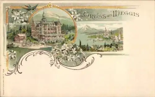 Litho Weggis Kanton Luzern, Hotel, Panorama