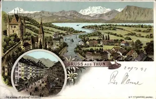 Litho Thun Kanton Bern Schweiz, Panorama, Straßenpartie