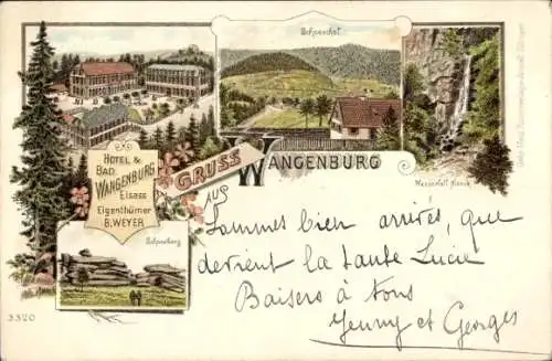 Ak Wangenbourg Engenthal Wangenburg Elsass Bas Rhin, Hotel & Bad  Wasserfall Nideck, Gebr Metz...