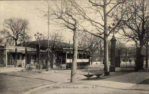 Ak Paris XII, La Porte Doree, Straßenbahn