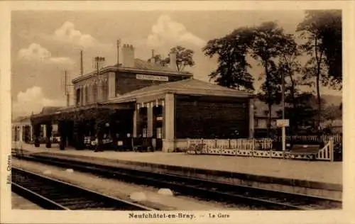 Ak Neufchâtel en Bray Seine Maritime, Bahnhof