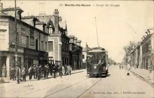 Ak Déville lès Rouen Seine Maritime, Route de Dieppe