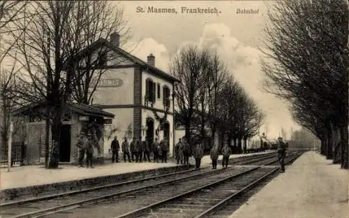 Ak Saint Masmes Marne, Bahnhof