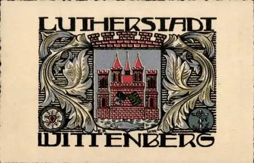 Wappen Ak Lutherstadt Wittenberg, Burg, Fisch