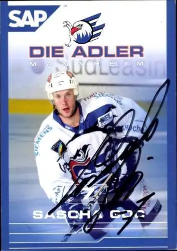 Autogrammkarte Eishockeyspieler Sascha Goc, Adler Mannheim