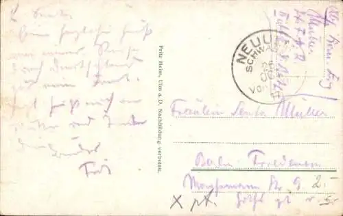 Ak Ulm an der Donau, Blau, Häuser, Fluss