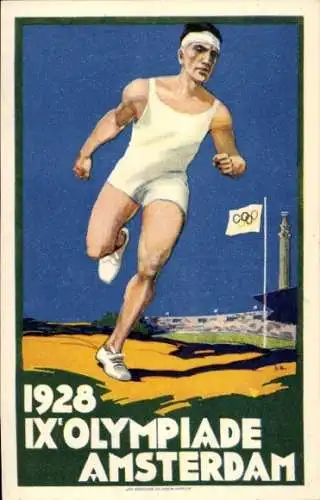 Künstler Ak Amsterdam Nordholland Niederlande, IX. Olympiade Amsterdam 1928, Wettläufer