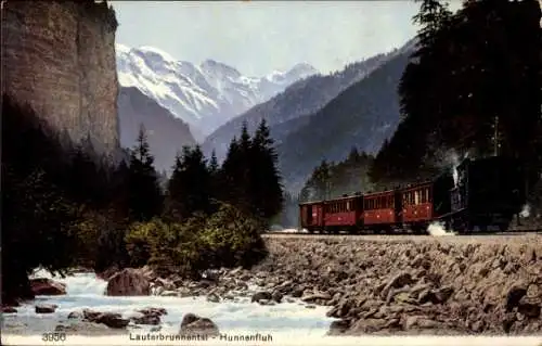 Ak Lauterbrunnen Kanton Bern, Tunnel, Hunnenfluh, Eisenbahn