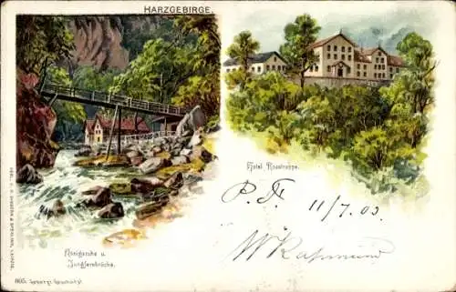 Litho Thale im Harz, Rosstrappe, Königsruhe, Jungfernbrücke