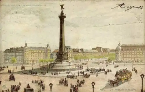 Halt gegen das Licht Litho Paris IV., Place de la Bastille