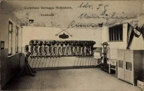 Studentika Ak Mannheim, Corpshaus Germania Holtenheim, Fechtboden, RSC